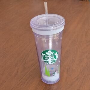 2011 Starbucks Holiday Christmas Clear Double Walled Insulated Tumbler Cup 24 Oz